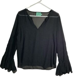 Judith March Sheer Blouse Bell Sleeve